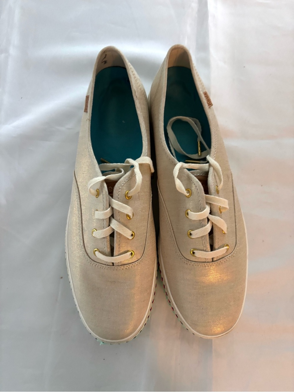 NWOT Keds iridescent Gold triple decker Hulu Foxing Tassel Trim Sneakers SZ 10 - Picture 11 of 15